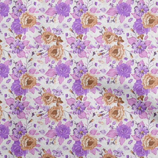 oneOone Viscose Jersey Brown Fabric Asian Floral Craft Projects Decor Fabric Printed By The Yard 60 Inch Wide
