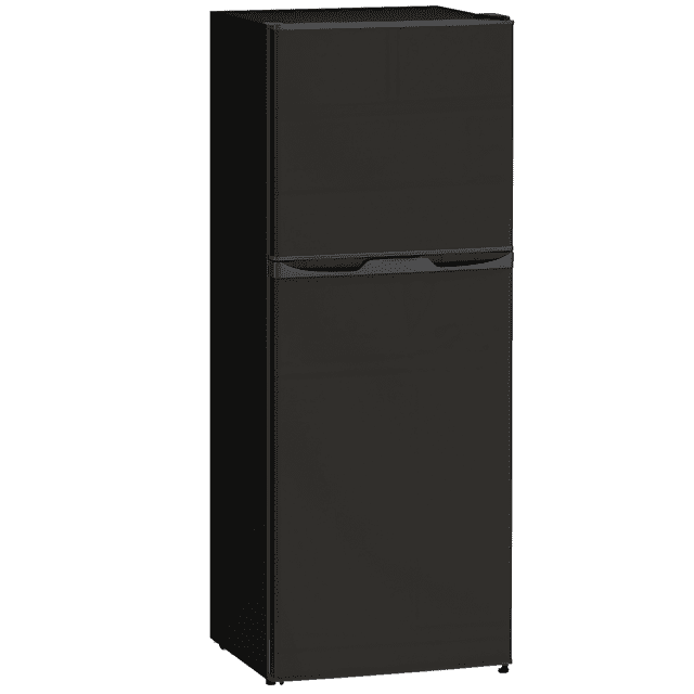 HOMCOM Mini Fridge with Freezer 4.6 Cu.Ft 2 Door Small Refrigerator in black. This compact appliance features a 1.13 Cu.Ft freezer and 3.5 Cu.Ft fridge, adjustable thermostat, reversible door, and interior light. Ideal for apartments, RVs, dorms, or home offices, it includes removable glass shelves, crisper drawers, and door storage for beverages. Dimensions: 17.8 inches wide, 19.3 inches deep, and 49.2 inches high.