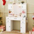 thumbnail image 4 of Gymax Makeup Vanity Desk w/ Lighted Mirror Charging Station 3-Color Dimmable LED Lights, 4 of 10