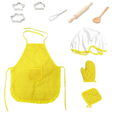 IROINID Ensemble 10 Pcs Tablier pour Enfants et Tuque de Chef, Costume de Chef pour Garçons Filles Pâtisserie
