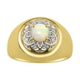 thumbnail image 1 of RYLOS Men's Rings 14K Yellow Gold Designer Gypsy 7MM Round Gemstone & Diamond Ring Opal October Birthstone Rings Size 12, 1 of 6