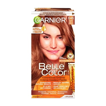 Garnier Belle Color Permanent Hair Dye, 646 Light Brown Copper Red, 100% Grey Coverage, Enriched with Argan Oil and Wheat Germ Oils - 1 Application