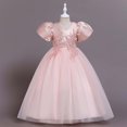 thumbnail image 4 of EINCcm Robe d'Été pour Filles, Robes de Princesse pour Filles, Robes d'Été pour Filles à Manches Courtes Robe de Princesse Robe à Queue Fleurie Robe Tutu, pour Enfants Bébé Fille, Rose, 9-10 Ans, 4 of 6
