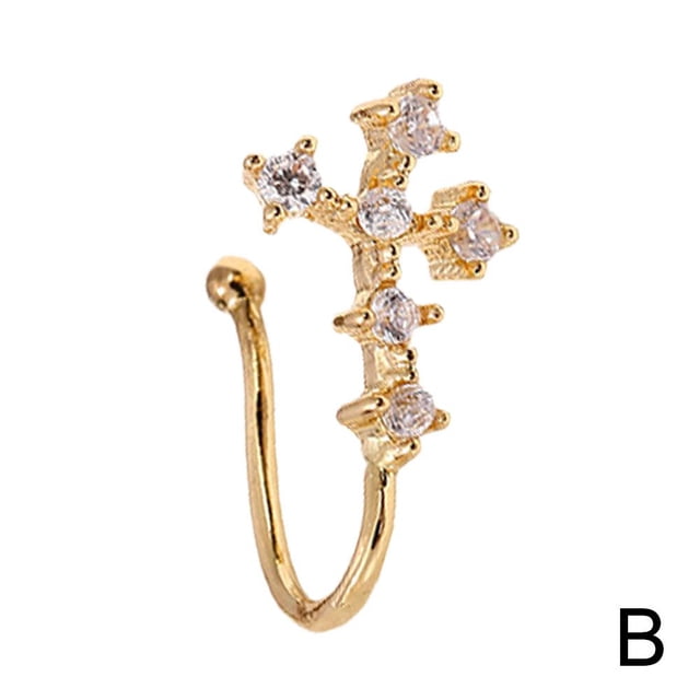 Jewelry Non-Piercing U-Shaped Nose Clip Micro-Inlaid Zircon Heart Fishtail Crown Nose Stud