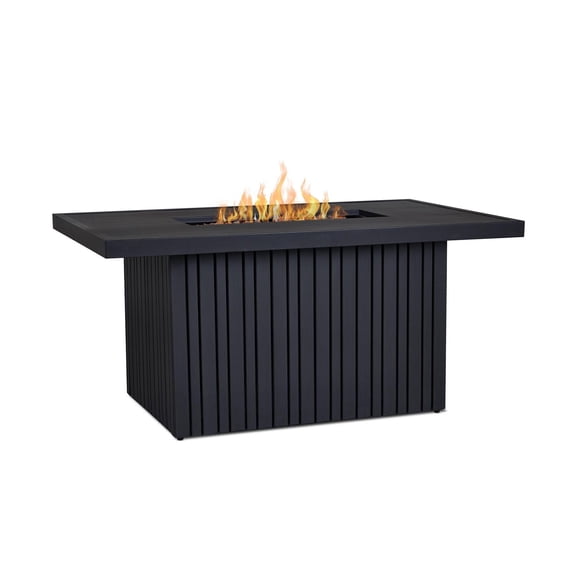 Calvin 52" Rectangle Metal Propane Fire Pit Table with Hidden Tank in Black Coral