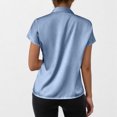 thumbnail image 4 of Pisexur Hauts pour Femmes Blouses pour Femmes Mode Décontractée Chic Été Couleur Unie Col Rond Manches Courtes Chemises Haut Blouse, Hauts pour Femmes Tendance Bleu,G, 4 of 8