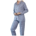 thumbnail image 1 of HNMKIU Pyjama pour Femmes, Haut Ample à Revers à Carreaux à Manches Longues et Ensemble Pantalon, 1 of 4