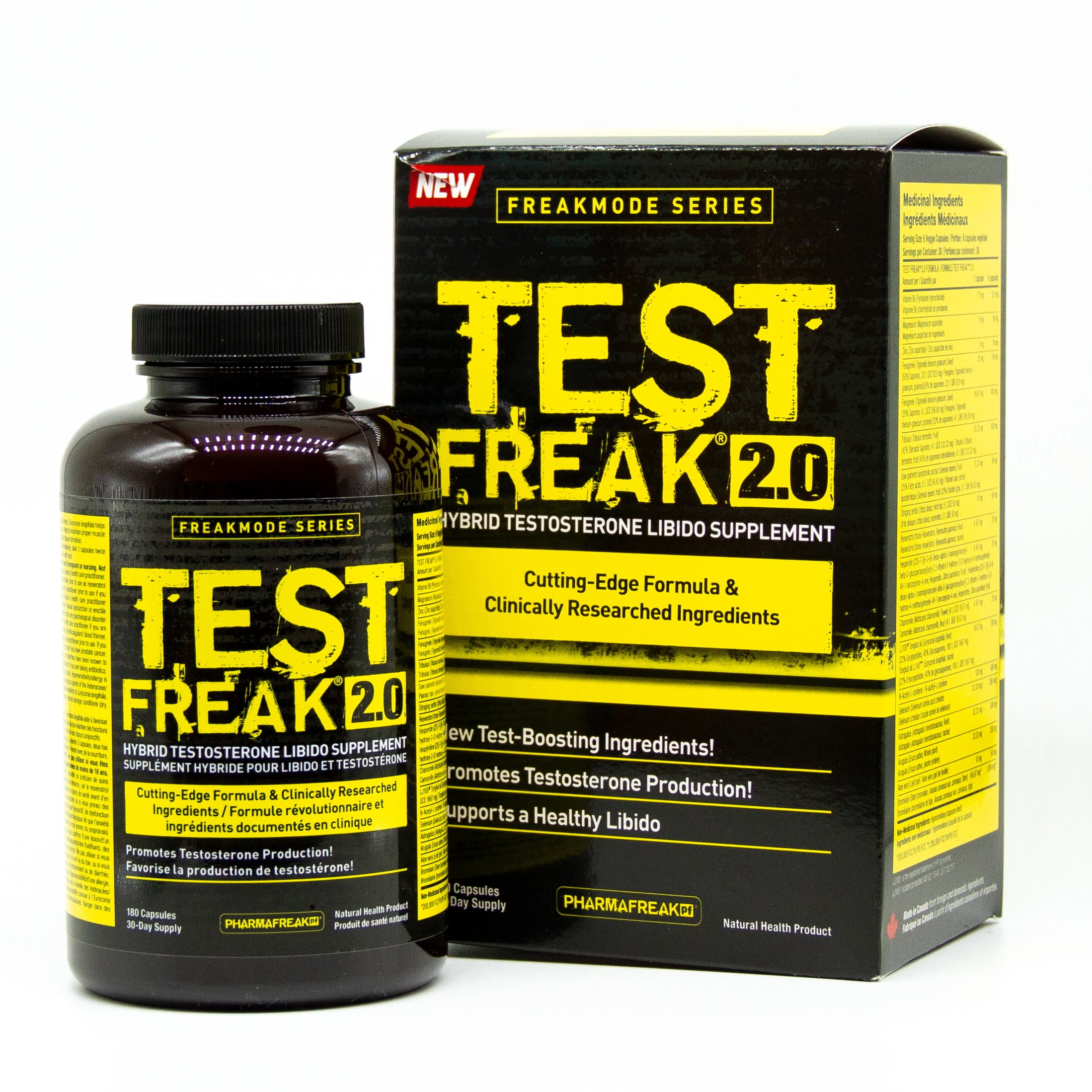 PharmaFreak TEST FREAK 2.0 - 180ct - Canada - New and Improved Version - Ultimate Test Booster - 30 day Supply - Veggie Caps