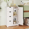 thumbnail image 2 of Gymax Armoire de Rangement de Salle de Bain au Sol en Bois, Unité de Rangement Autoportante pour Salle de Bain avec 1 Porte et 4 Tiroirs, 2 of 10