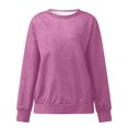 thumbnail image 4 of pxiakgy Femmes Automne Hiver Ample Décontracté Décontracté Manches Longues Col Rond Chandail Uni Rose Vif + m, 4 of 5