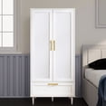 thumbnail image 2 of Armoire Garde-Robe Garde-Robe avec 2 Portes, Tiroirs et Tringle, Armoire Garde-Robe en Bois pour Chambre, 2 of 8