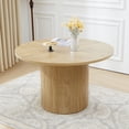 thumbnail image 1 of Wirrytor Round Dining Table , Modern Farmhouse Kitchen Table, 47 Inch Circle Dining Tables with Wood Strip Base for Kitchen Living Room (Natural), 1 of 14