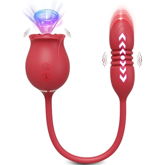 Tluda Rose-Sucking Vibrator for Women Thrusting Dildo Nipple Vacuum Sucker Clitoris Stimulator Female