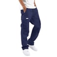 thumbnail image 1 of Kcodviy Men's Street Leisure Sports Double Knee Pocket Foot Mouth Cap Kitchen Work Pants for Men Rope Waist Lace Up Size 13 Patchwork Ribbon Standard Woven Work Pants Cargo Trousers, 1 of 5