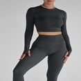 thumbnail image 2 of Ladies‘ Thumb Hole Long Sleeve Yoga Shirt with Cropped Design for Workouts, 2 of 7