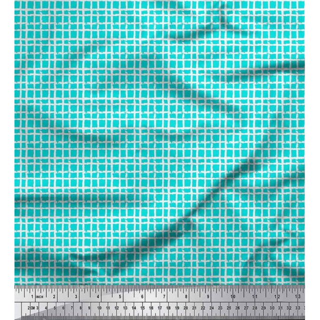 Soimoi Cotton Voile Fabric Check Block Fabric Prints by Yard 42 Inch Wide