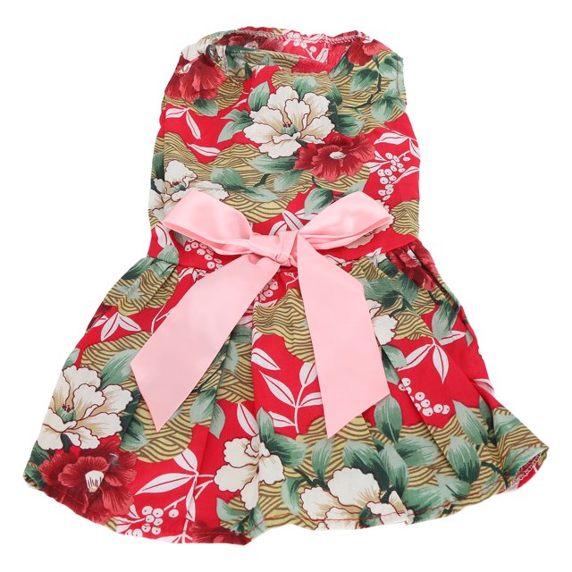 Dog Summer Dress, Durable Dog Dress Cool Summer Design Convenient With Polyester For Pet XZD300 Green Red S