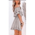 thumbnail image 2 of Women‘s Summer Off Shoulder Dress Pleated Flowy Neck Belt Printed Dress, 2 of 4