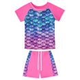 thumbnail image 1 of Girls Rash Guard 2-Piece Swimwear Fish Scale Pattern Swimwear Upf 50+ Uv for 4-12Y, 1 of 6