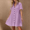 thumbnail image 1 of Pisexur Robes Femmes Belle Robe d'Été pour Femmes Décontractée Sans Manches à Col Rond à Lacets Robe Plissée Violet,G, 1 of 9