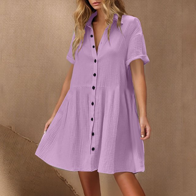 Pisexur Robes Femmes Belle Robe d'Été pour Femmes Décontractée Sans Manches à Col Rond à Lacets Robe Plissée Violet,G