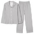 thumbnail image 1 of Timdgard Womens Pajamas Outfits Striped Lapel Button down Shirts Pants Lounge Sets Fall Loose Sleepwear, 1 of 4