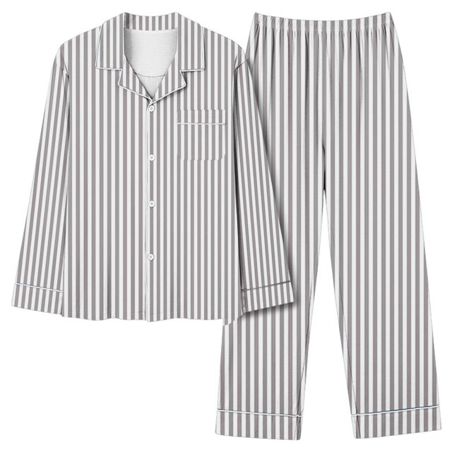 Timdgard Womens Pajamas Outfits Striped Lapel Button down Shirts Pants Lounge Sets Fall Loose Sleepwear