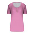 thumbnail image 3 of AherBiu Women Tops Stretchy Slim Tight Button Ribbed Knitted Short Sleeve Round Neck Basic Summer Tshirts, 3 of 4