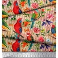thumbnail image 2 of Soimoi Orange Rayon Fabric Stripe,Floral & Parrot Bird Print Sewing Fabric BTY 56 Inch Wide, 2 of 3