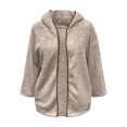 thumbnail image 3 of WEIYLL Womens Fleece Jacket Thick Knitted Cardigan Solid Color Sleeve Furry Beige Fall Clothes Size XL, 3 of 4