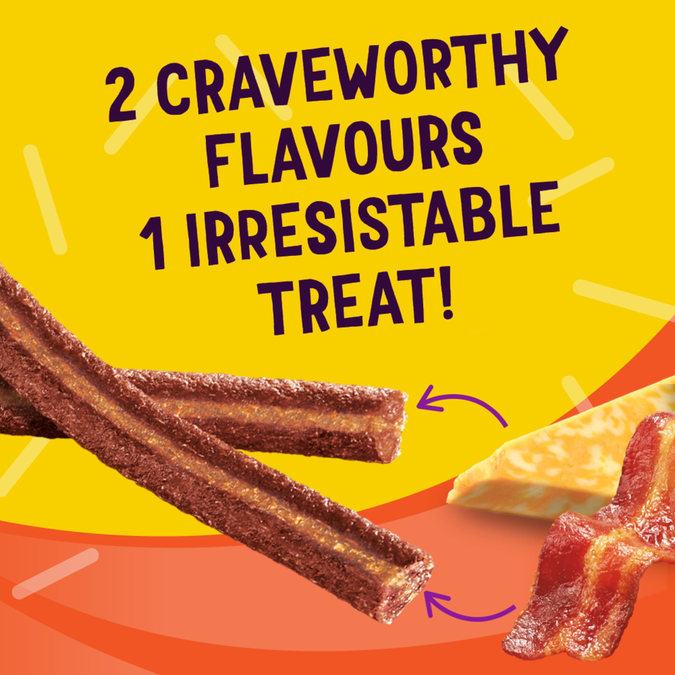 Beggin' Flavour Stix Aux saveurs de Bacon et de Fromage Cheddar et Jack, Gâteries en bâton à mâcher pour chiens 708 g