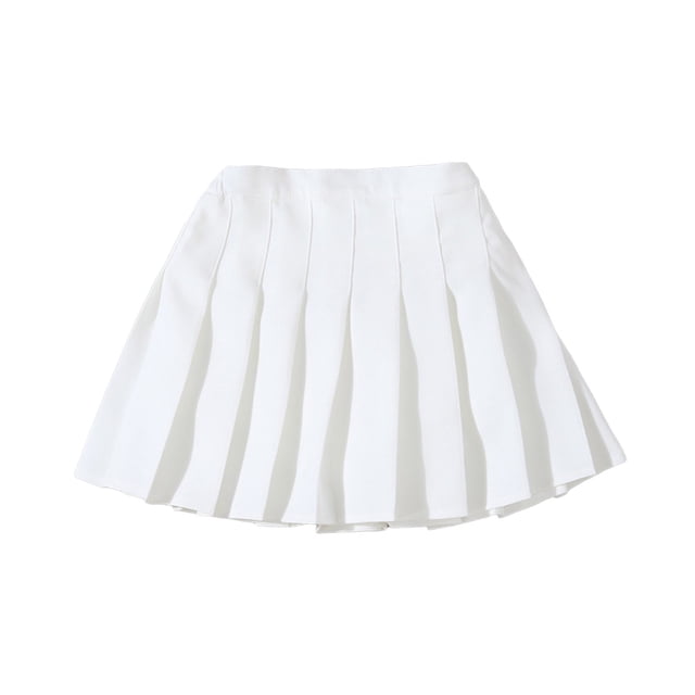 MIASHUI Jupe Plissée Mini pour Filles Taille Haute Tennis Uniforme Scolaire Jupes, Blanc, 7-8 Ans