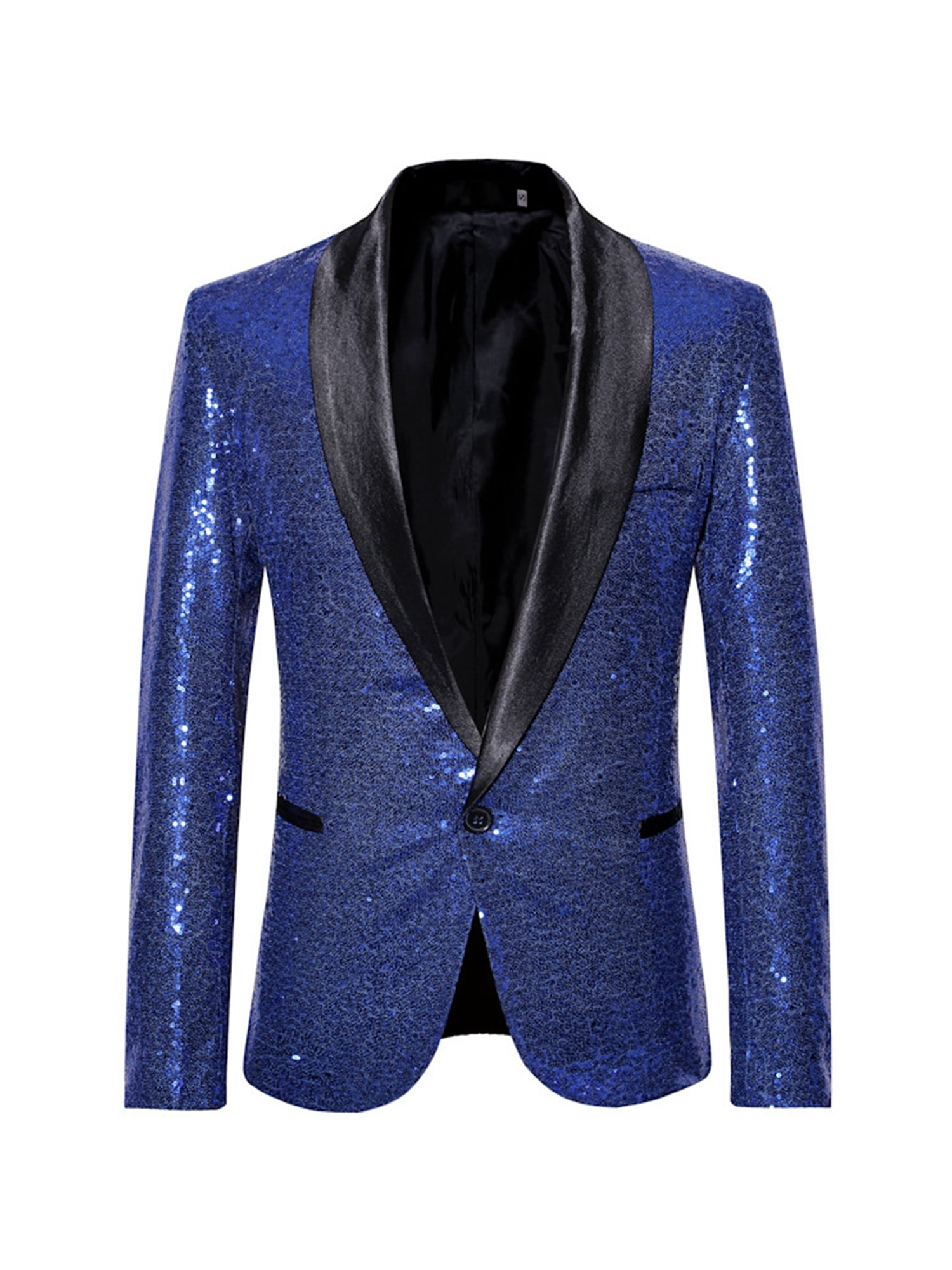 Faithtur Men's Shiny Sequin Blazer, One Button Tuxedo Suit Jacket for Party, Wedding, Banquet, Prom