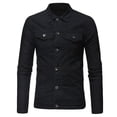 thumbnail image 1 of Pisexur Jean Jacket Men's Lapel Slimfit Solid Color Pocket Button Long Sleeve Jacket Denim Jacket for Men Fall Jackets for Men, 1 of 4