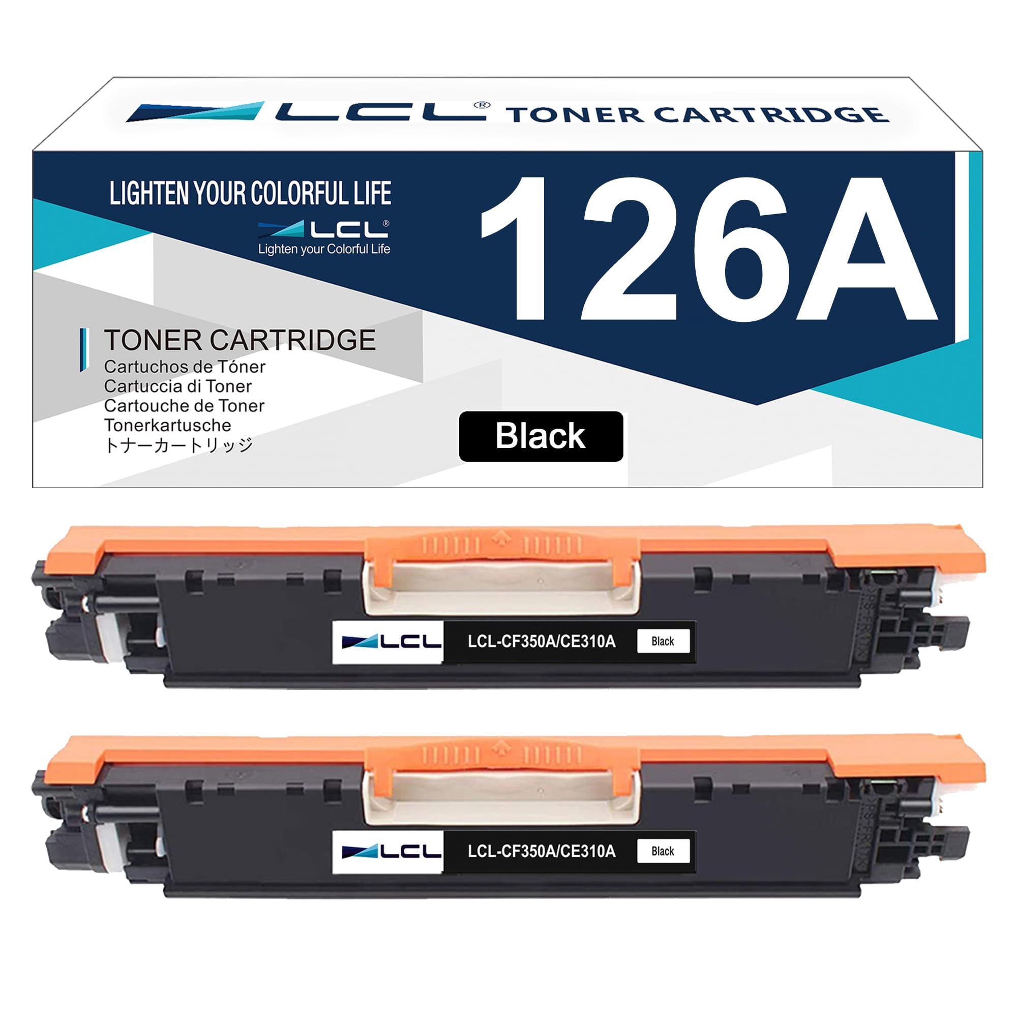 LCL Remanufactured Toner Cartridge for HP 126A CE310A CE310AD (2-Pack,BK) for HP LaserJet Pro CP1020 CP1025 CP1025nw/LaserJet 100 Color MFP M175 M175nw M175a M175n M175w/