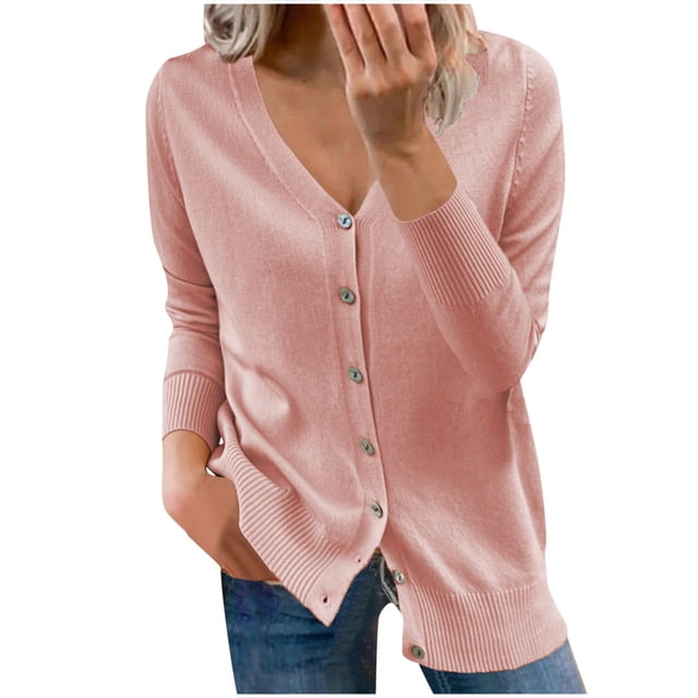 jsaierl Mode Femmes Boutons Manches Longues Décontracté Uni Court Manteau Cardigan Blouse