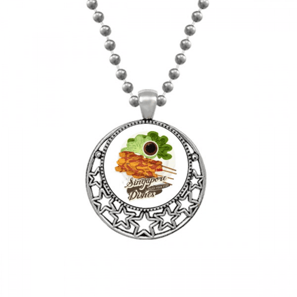 Colliers de Vaisselle Satay Traditionnels de Singapour Pendentif Rétro Lune Étoiles Bijoux