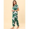 thumbnail image 3 of INSPIRE CHIC Ensemble de Pyjama en Satin pour Femme Soie Floral Manches Courtes Haut et Pantalon 2 Pcs Pyjamas TP Vert, 3 of 5