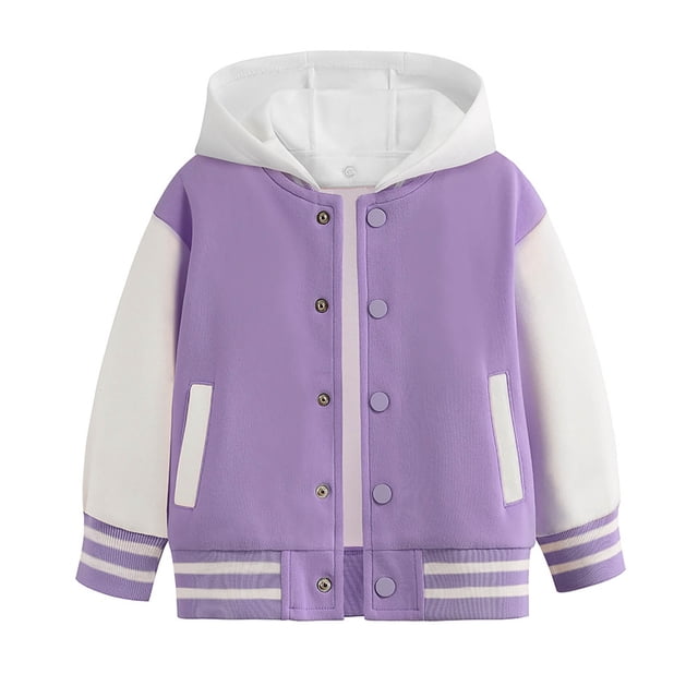 WEIYLL Hauts pour Garçons Automne Printemps Manches Longues Baseball à Capuche Violet Vestes pour 2-3 Ans