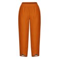 thumbnail image 4 of RXIRUCGD Women's Summer Comfortable Loose Wide Legged Fashion Solid Color Capris, Orange, Size: L, 4 of 5