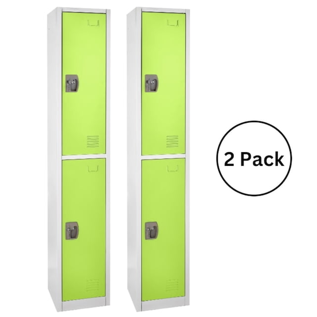 AdirOffice 72 Po x 12 Po x 12 Po Verrou à Clé à Étages en Acier à Double Compartiment pour Rangement, Vert, Lot de 2