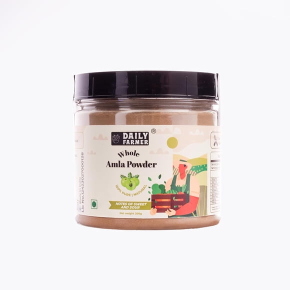 Daily Farmer Premium Seedless Amla Powder Indian Gooseberry Powder, For Face, Body & Drinking | 100% Pure, Face Pack, No Additives | 200gm 0.4lbs