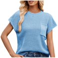 thumbnail image 1 of Timegard Hauts pour Femmes Manches Cap Tricot Col Rond T-Shirts Décontractés Haut Uni avec Poche, 1 of 6