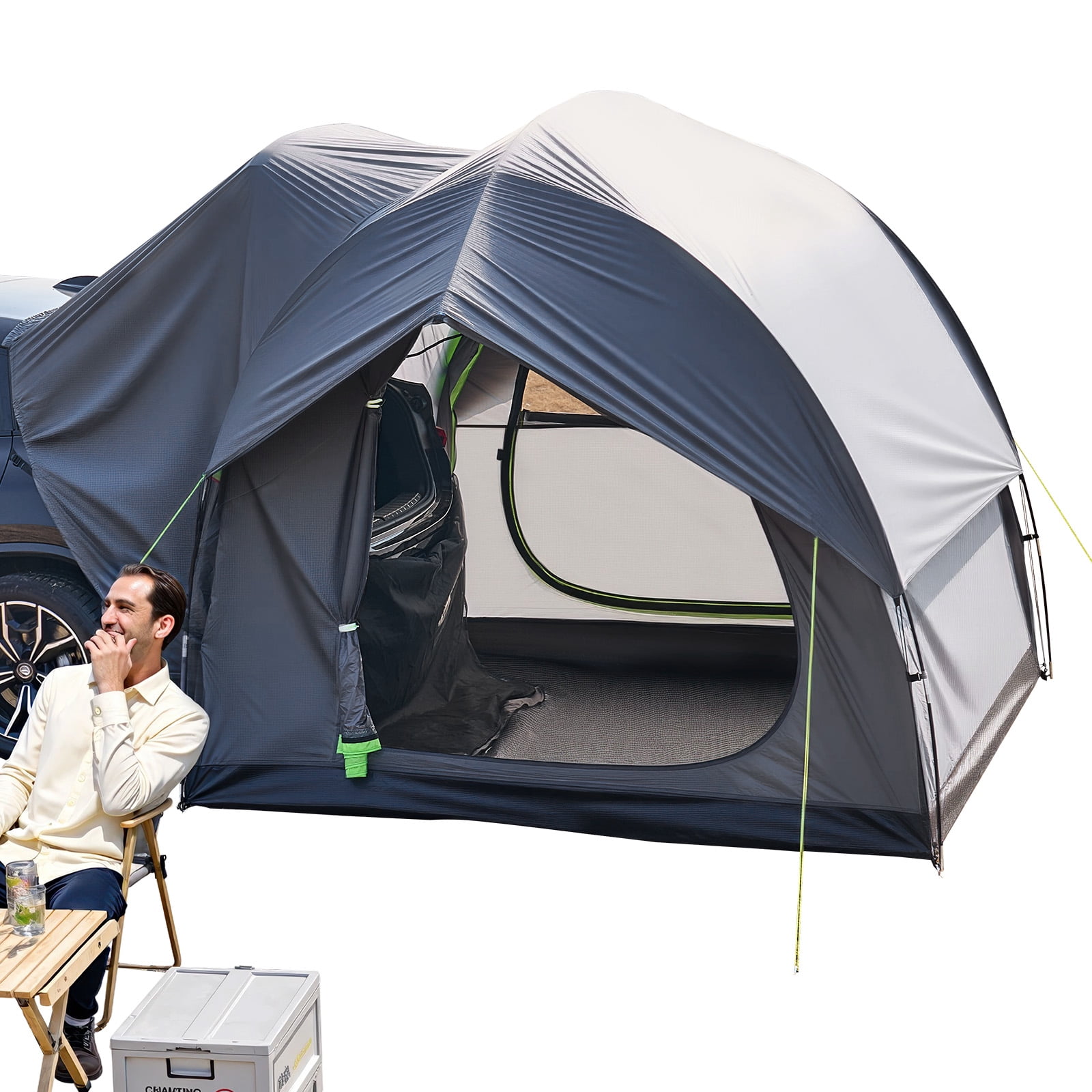 SUV Tent for camping, 2.4 m (W) x 2.4 m (L), Waterproof, PU2000 mm, Spacious, Double-layered, for 5 to 8 People, With Mesh Windows, double Roof and Storage Bag Included