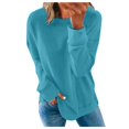 thumbnail image 1 of Chandails de Compression à Manches Longues pour Femmes Col Ras du Cou Unis Plus Chandail Surdimensionné Coupe Ample Pulls Tendance Hauts Légers pour Femmes Grande Taille Gris m, 1 of 5