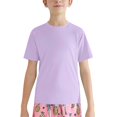 thumbnail image 1 of XIMIN Baby Boys Rash Guard Solid Color Shirts Short Sleeve Quick Dry Swim Shirts UPF 50+ Sun Protection for Kids Athletic Summer Shirt (5-6 Years, Purple), 1 of 9