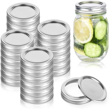 24 Pieces Regular Mouth Canning Jar Lids and Bands Set Split Leak Proof for Mason Jar, Regular Mouth Canning Lids And Rings (70mm,Silver, Regular Lids and Wide Lids)