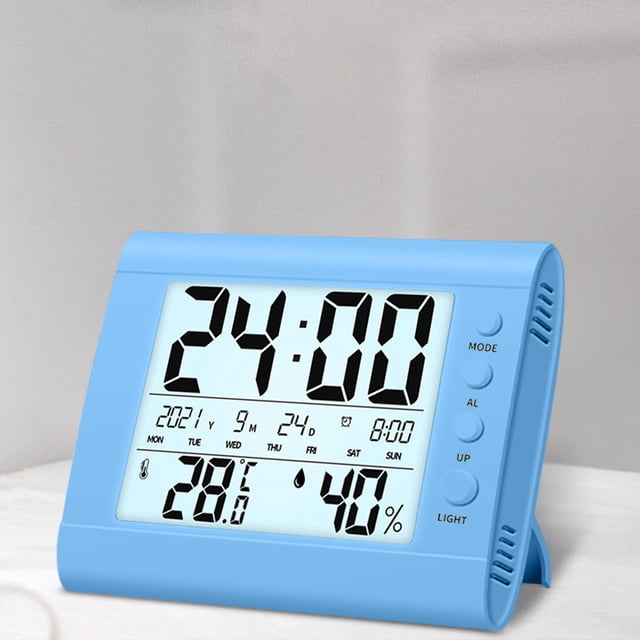 Chmadoxn Indoor Electronic Temperature Hygrometer Luminous Large Screen Digital Display Desktop Small Alarm Clock Household Temperature Hygrometer Household wet thermometer