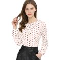 thumbnail image 1 of INSPIRE CHIC Blouse Chemise à Manches Longues à Col à Volants pour Femme P Blanc à Pois Rouges, 1 of 1