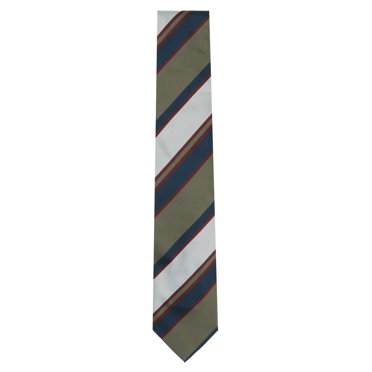 Bigi Men's Green / White Navy Red Diagonal Multi Striped Tie Necktie - One Size